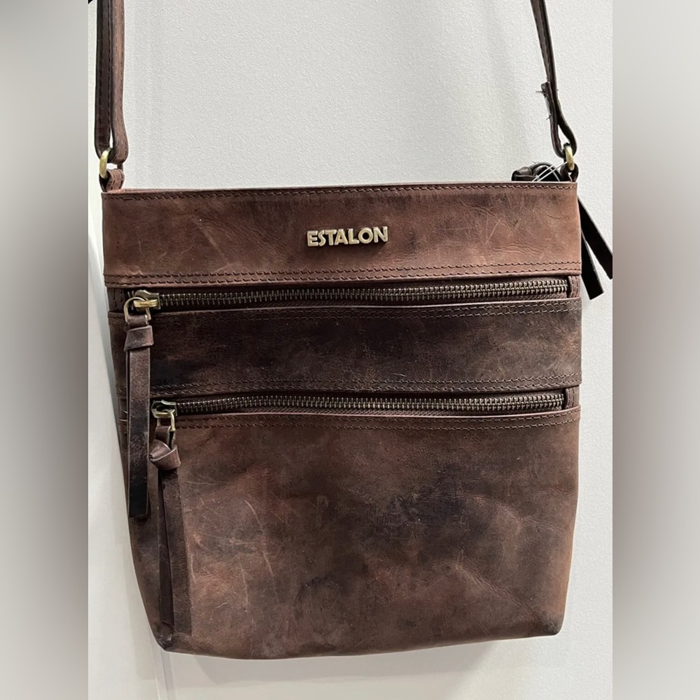 Estalon Brown Crossbody Purse- Leather